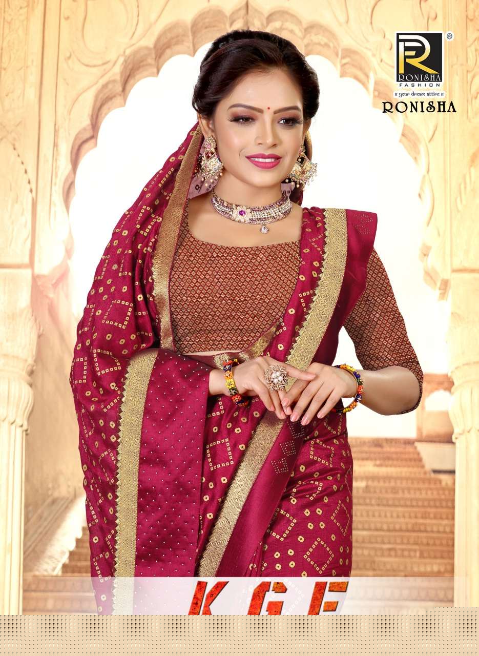 KGF BY RONISHA FASHION 1001 TO 1008 SERIES INDIAN TRADITIONAL WEAR COLLECTION BEAUTIFUL STYLISH FANCY COLORFUL PARTY WEAR & OCCASIONAL WEAR VICHITRA SAREES AT WHOLESALE PRICE