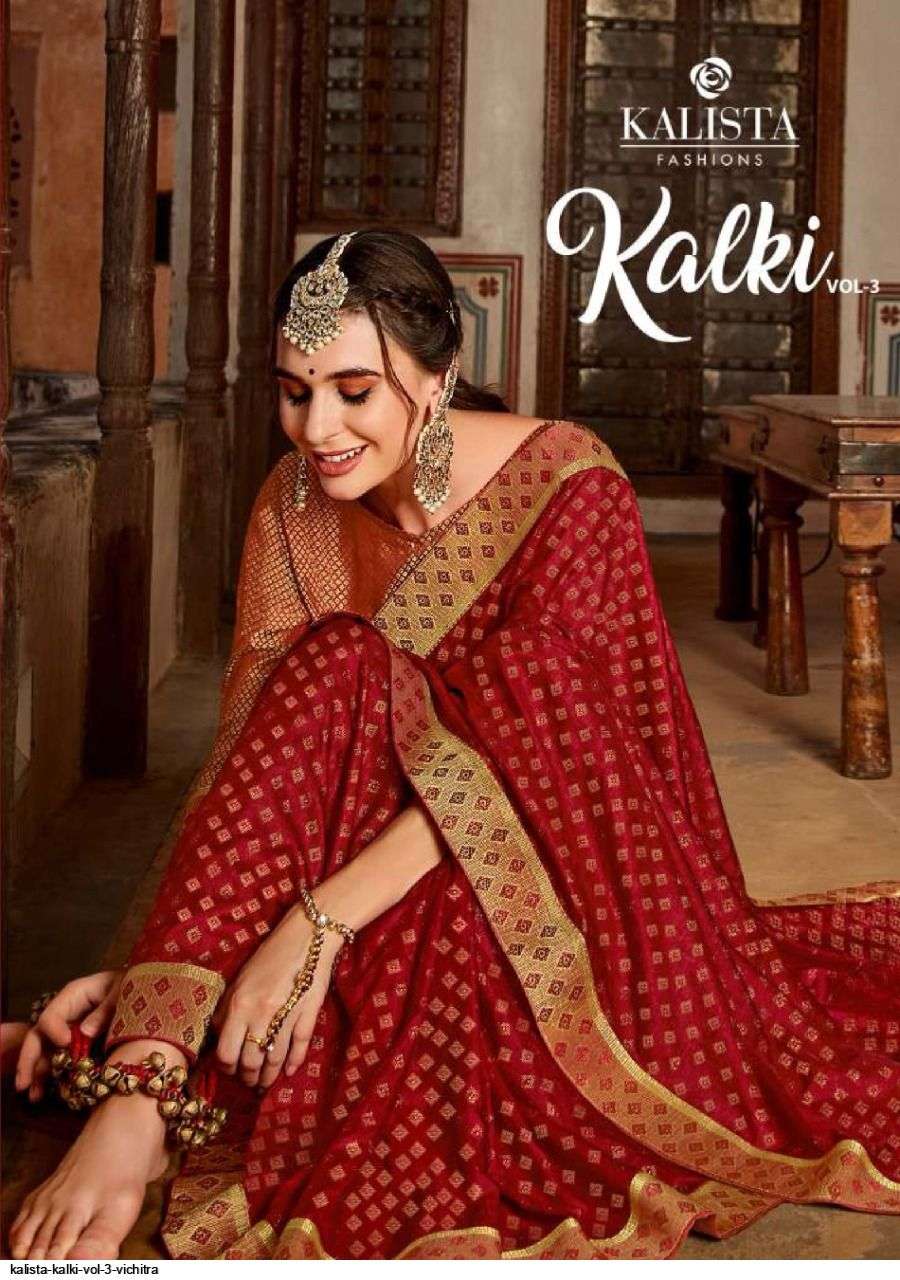 KALKI VOL-3 BY KALISTA FASHION 842 TO 849 SERIES INDIAN TRADITIONAL WEAR COLLECTION BEAUTIFUL STYLISH FANCY COLORFUL PARTY WEAR & OCCASIONAL WEAR VICHITRA SAREES AT WHOLESALE PRICE