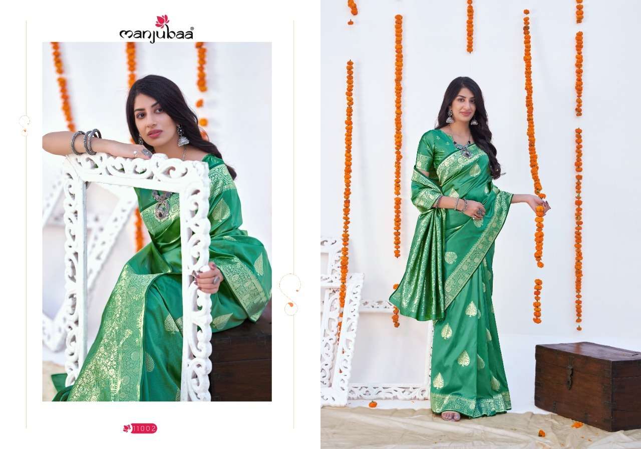 MAAISHA SILK VOL-3 BY MANJUBAA CLOTHING 11001 TO 11009 SERIES INDIAN TRADITIONAL WEAR COLLECTION BEAUTIFUL STYLISH FANCY COLORFUL PARTY WEAR & OCCASIONAL WEAR SILK SAREES AT WHOLESALE PRICE