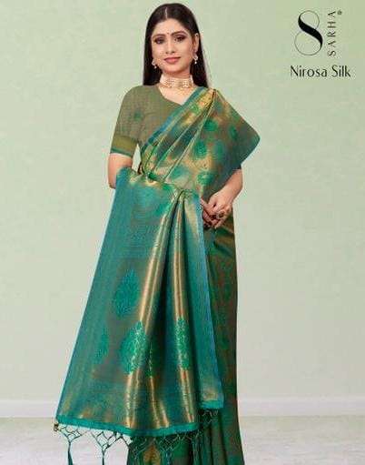 NIROSA SILK BY SARHA 1101 TO 1106 SERIES INDIAN TRADITIONAL WEAR COLLECTION BEAUTIFUL STYLISH FANCY COLORFUL PARTY WEAR & OCCASIONAL WEAR SILK SAREES AT WHOLESALE PRICE