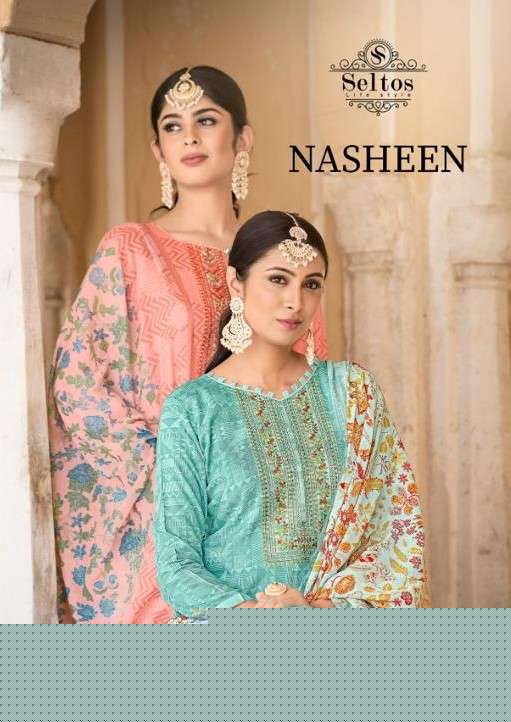 NASHEEN BY SELTOS 1001 TO 1008 SERIES BEAUTIFUL SUITS COLORFUL STYLISH FANCY CASUAL WEAR & ETHNIC WEAR PURE RAYON PRINT DRESSES AT WHOLESALE PRICE