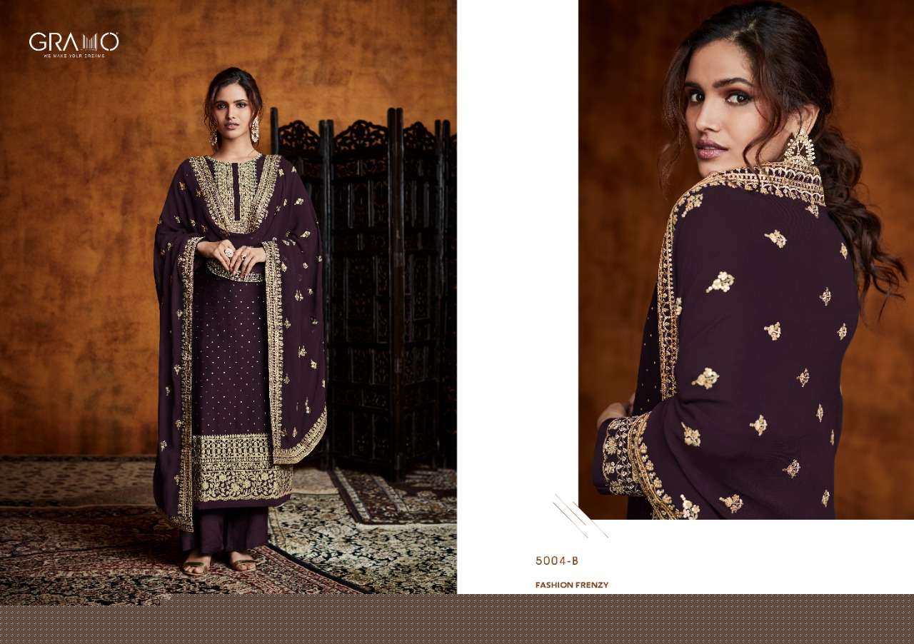 PANKH VOL-1 NX BY GRAMO 5004-A TO 5004-C SERIES BEAUTIFUL SUITS COLORFUL STYLISH FANCY CASUAL WEAR & ETHNIC WEAR HEAVY REAL GEORGETTE DRESSES AT WHOLESALE PRICE