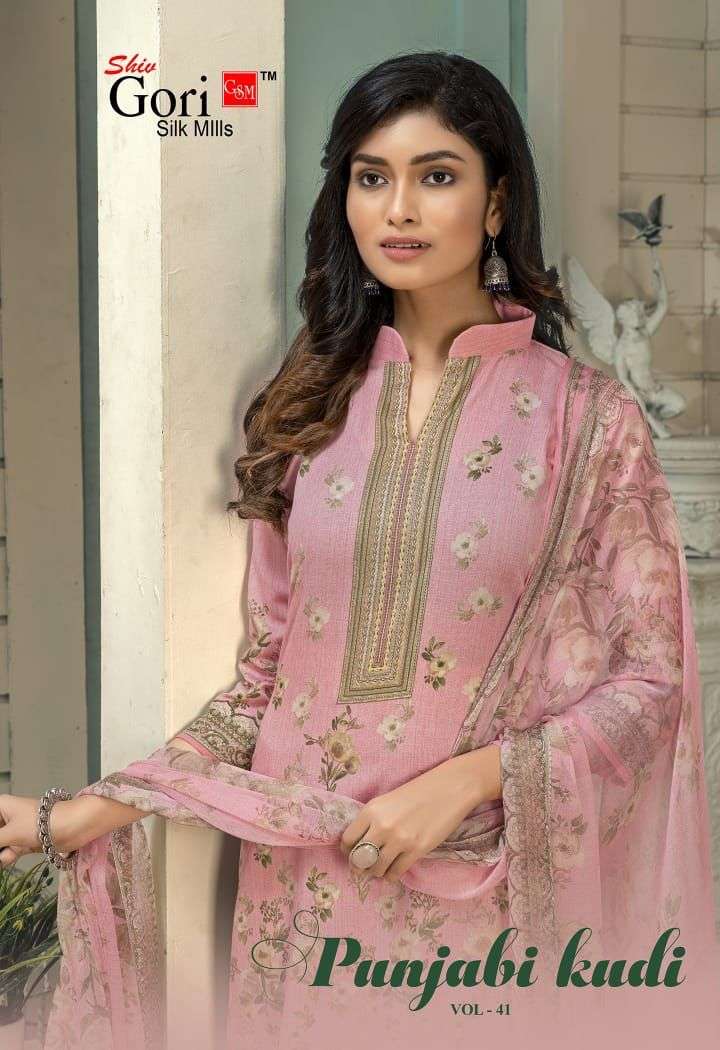 PUNJABI KUDI VOL-41 BY SHIV GORI SILK MILLS 41001 TO 41012 SERIES BEAUTIFUL WINTER COLLECTION SUITS STYLISH FANCY COLORFUL CASUAL WEAR & ETHNIC WEAR COTTON PRINT DRESSES AT WHOLESALE PRICE