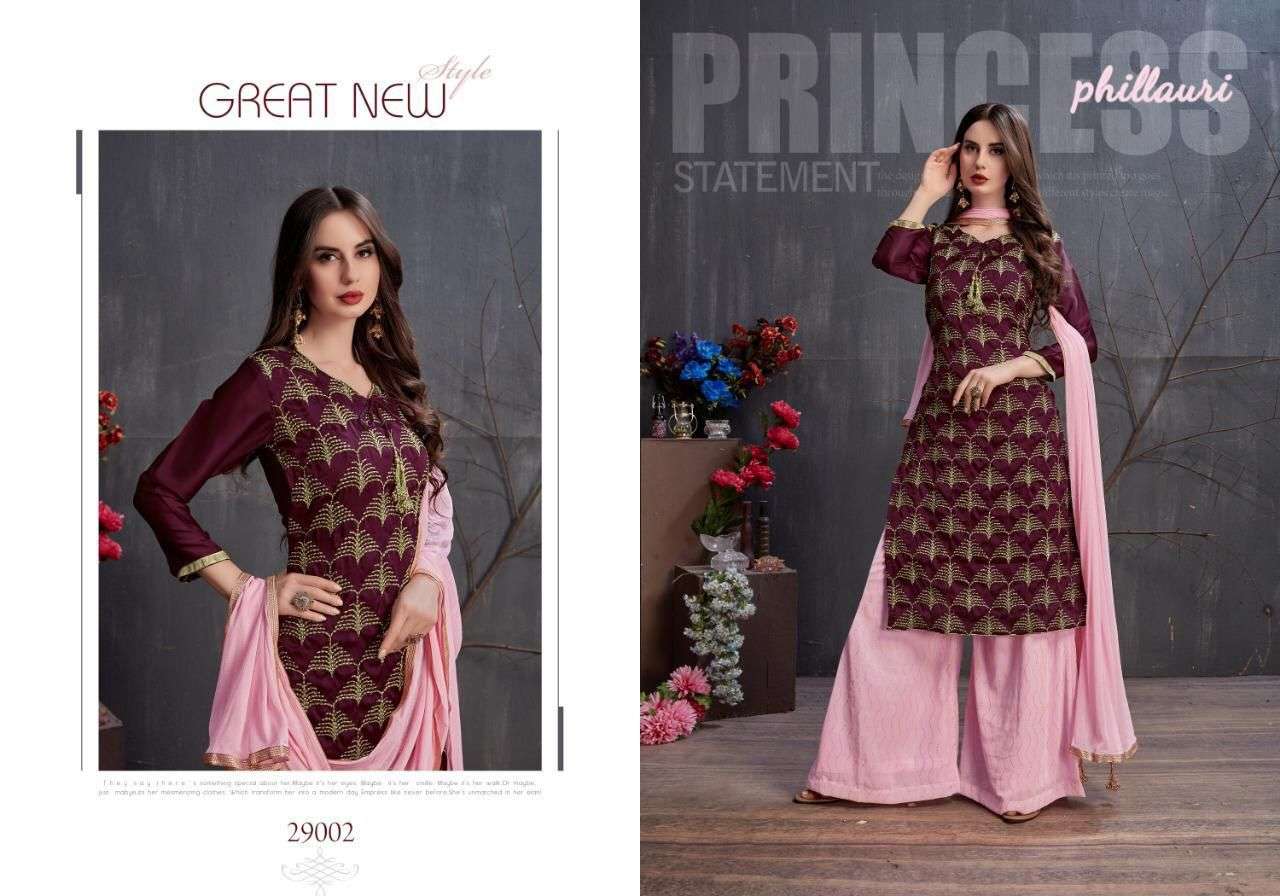 PHILLAURI VOL-29 BY PHILLAURI 2901 TO 2904 SERIES BEAUTIFUL SHARARA SUITS STYLISH FANCY COLORFUL CASUAL WEAR & ETHNIC WEAR PURE GEORGETTE WITH EMBROIDERED DRESSES AT WHOLESALE PRICE