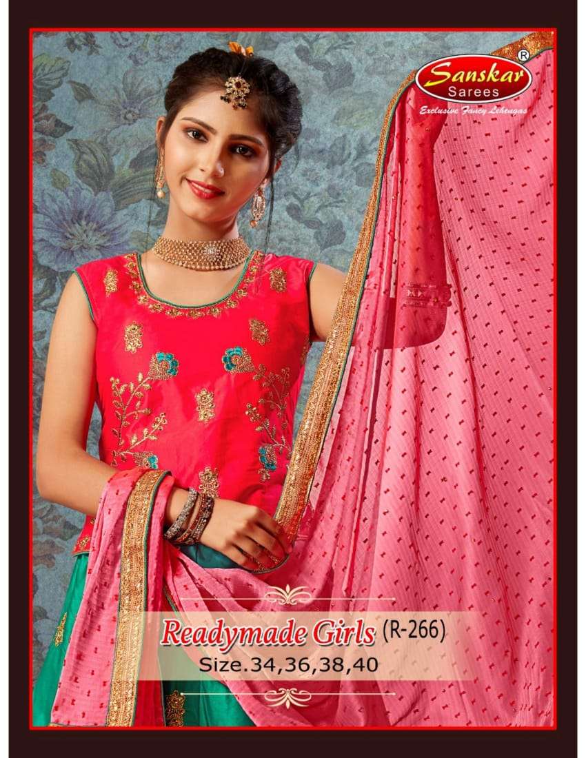 R-266 BY SANSKAR SAREES 01 TO 06 SERIES DESIGNER BEAUTIFUL NAVRATRI COLLECTION OCCASIONAL WEAR & PARTY WEAR MALAI SATIN LEHENGAS AT WHOLESALE PRICE