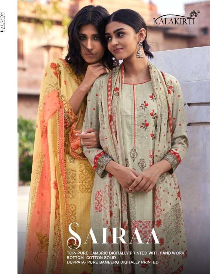 SAIRAA BY KALAKIRTI 5801 TO 5808 SERIES BEAUTIFUL SUITS COLORFUL STYLISH FANCY CASUAL WEAR & ETHNIC WEAR PURE CAMBRIC PRINT DRESSES AT WHOLESALE PRICE