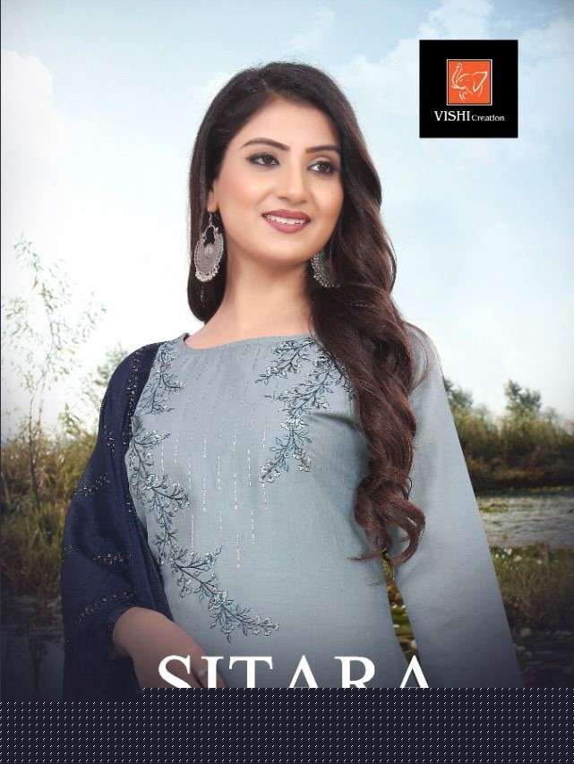 SITARA BY VISHI CREATION 2001 TO 2004 SERIES BEAUTIFUL SUITS COLORFUL STYLISH FANCY CASUAL WEAR & ETHNIC WEAR HEAVY CHINNON DRESSES AT WHOLESALE PRICE