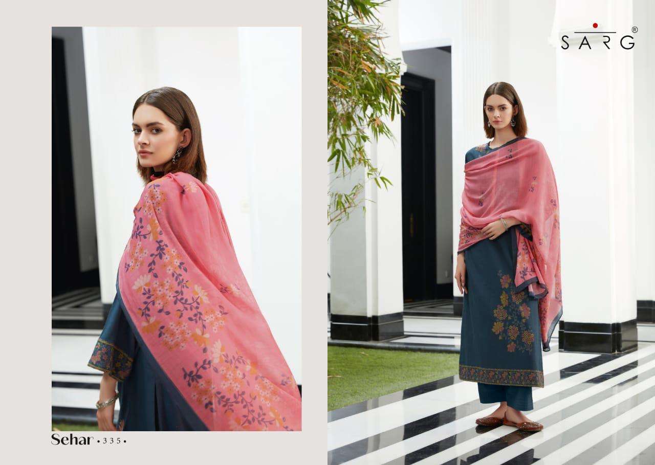 SEHAR BY SARG BEAUTIFUL SUITS COLORFUL STYLISH FANCY CASUAL WEAR & ETHNIC WEAR COTTO JACQUARD PRINT DRESSES AT WHOLESALE PRICE