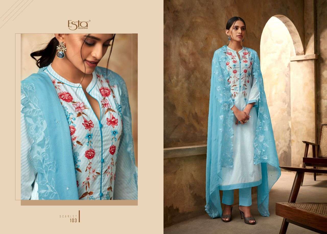 SCARLET BY ESTA DESIGNS 101 TO 112 SERIES BEAUTIFUL SUITS COLORFUL STYLISH FANCY CASUAL WEAR & ETHNIC WEAR GEORGETTE DIGITAL PRINT DRESSES AT WHOLESALE PRICE