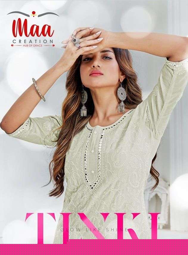 TINKI BY MAA CREATION 3001 TO 3004 SERIES DESIGNER STYLISH FANCY COLORFUL BEAUTIFUL PARTY WEAR & ETHNIC WEAR COLLECTION COTTON EMBROIDERED KURTIS AT WHOLESALE PRICE