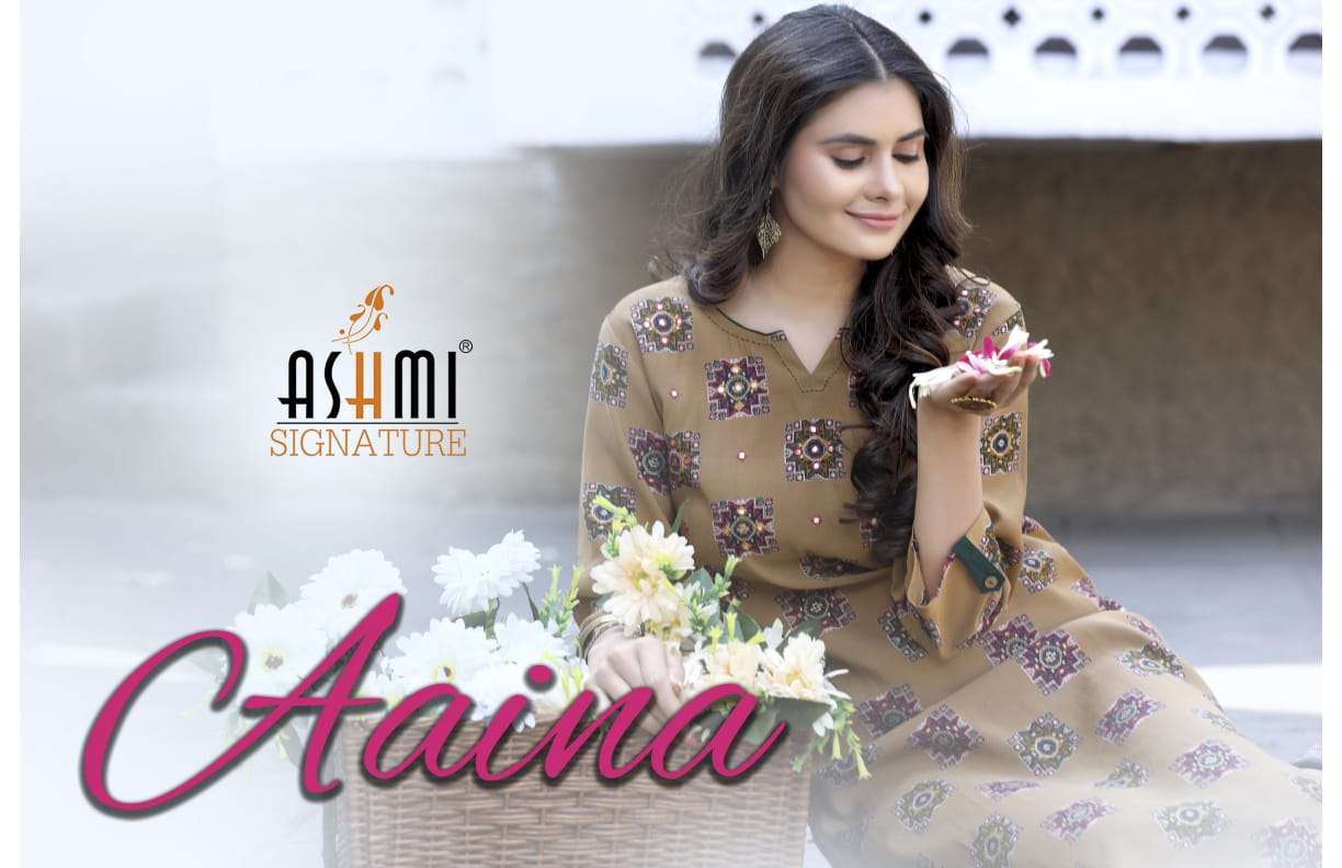 AAINA BY ASHMI 101 TO 108 SERIES DESIGNER STYLISH FANCY COLORFUL BEAUTIFUL PARTY WEAR & ETHNIC WEAR COLLECTION VISCOSE CHANDERI KURTIS AT WHOLESALE PRICE