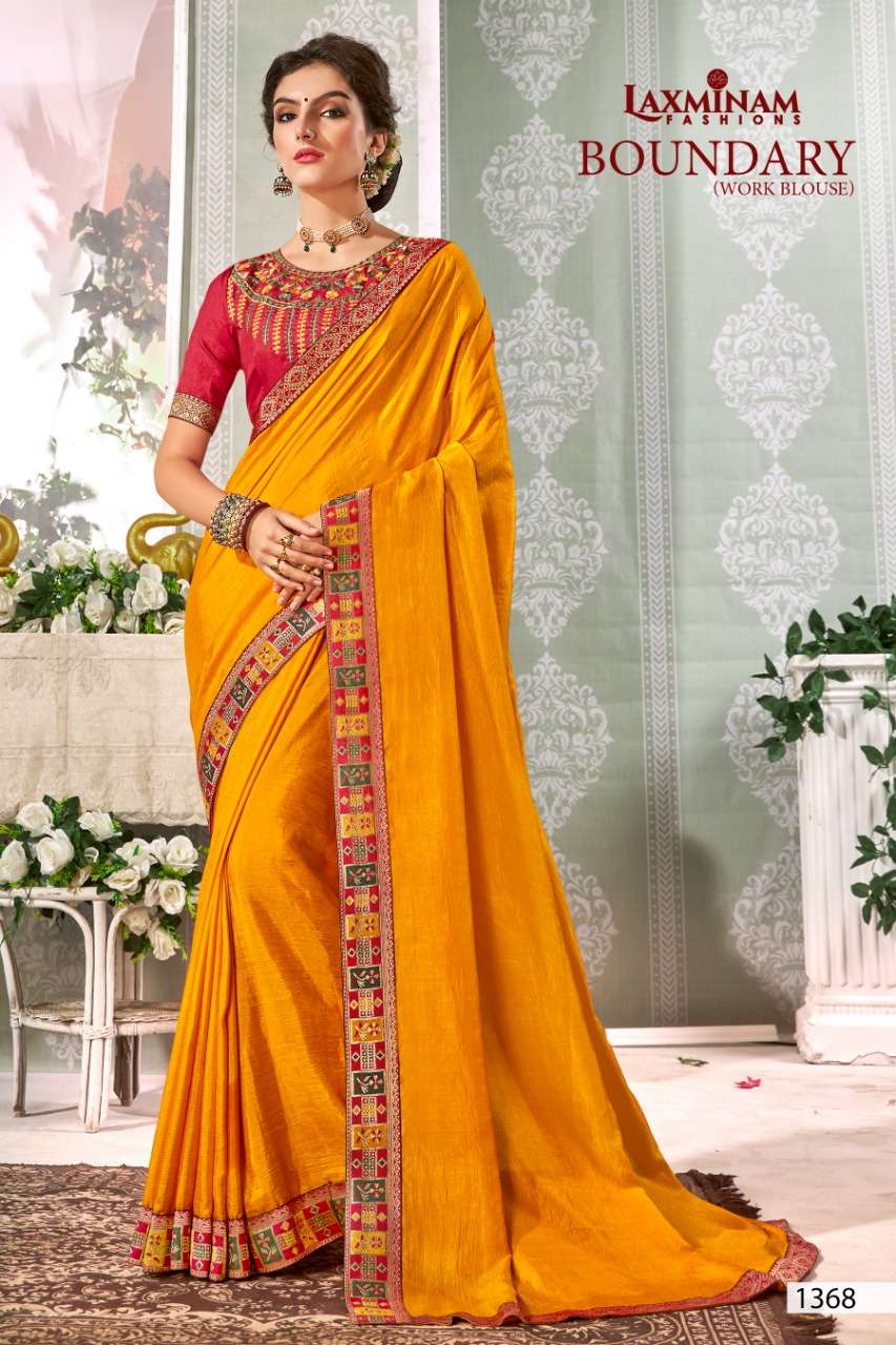BOUNDARY BY LAXMINAM 1367 TO 1374 SERIES INDIAN TRADITIONAL WEAR COLLECTION BEAUTIFUL STYLISH FANCY COLORFUL PARTY WEAR & OCCASIONAL WEAR VICHITRA SAREES AT WHOLESALE PRICE