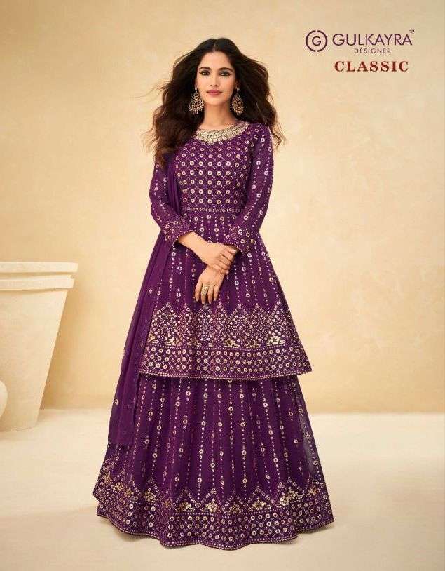 CLASSIC BY GULKAYRA DESIGNER 7139-A TO 7139-D SERIES BEAUTIFUL SUITS COLORFUL STYLISH FANCY CASUAL WEAR & ETHNIC WEAR REAL GEORGETTE DRESSES AT WHOLESALE PRICE