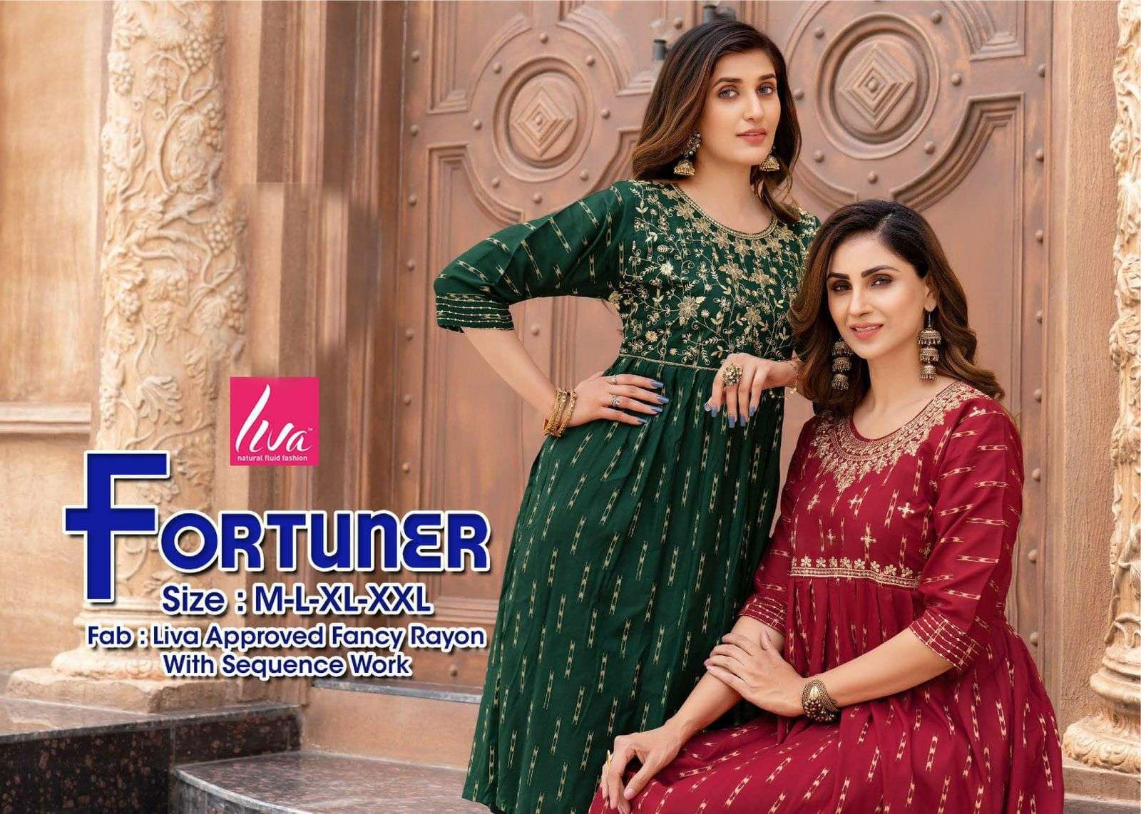 FORTUNER BY LIVA 101 TO 108 SERIES DESIGNER STYLISH FANCY COLORFUL BEAUTIFUL PARTY WEAR & ETHNIC WEAR COLLECTION PURE RAYON KURTIS AT WHOLESALE PRICE