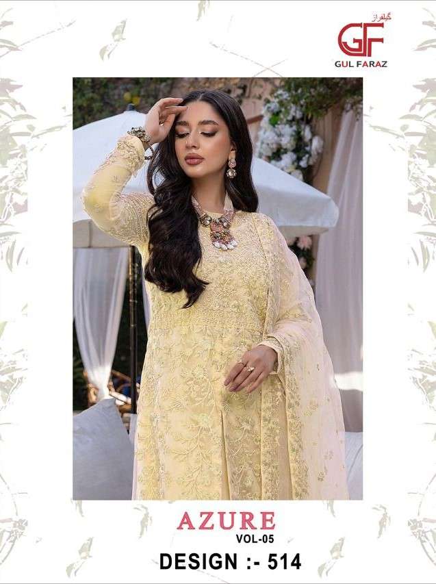 GUL FARAZ 514 COLOURS BY GUL FARAZ 514-A TO 514-D SERIES BEAUTIFUL PAKISTANI SUITS COLORFUL STYLISH FANCY CASUAL WEAR & ETHNIC WEAR NET EMBROIDERED DRESSES AT WHOLESALE PRICE
