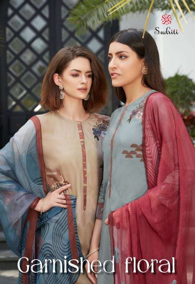 GARNISHED FLORAL BY SUDRITI BEAUTIFUL SUITS COLORFUL STYLISH FANCY CASUAL WEAR & ETHNIC WEAR PURE COTTON PRINT DRESSES AT WHOLESALE PRICE