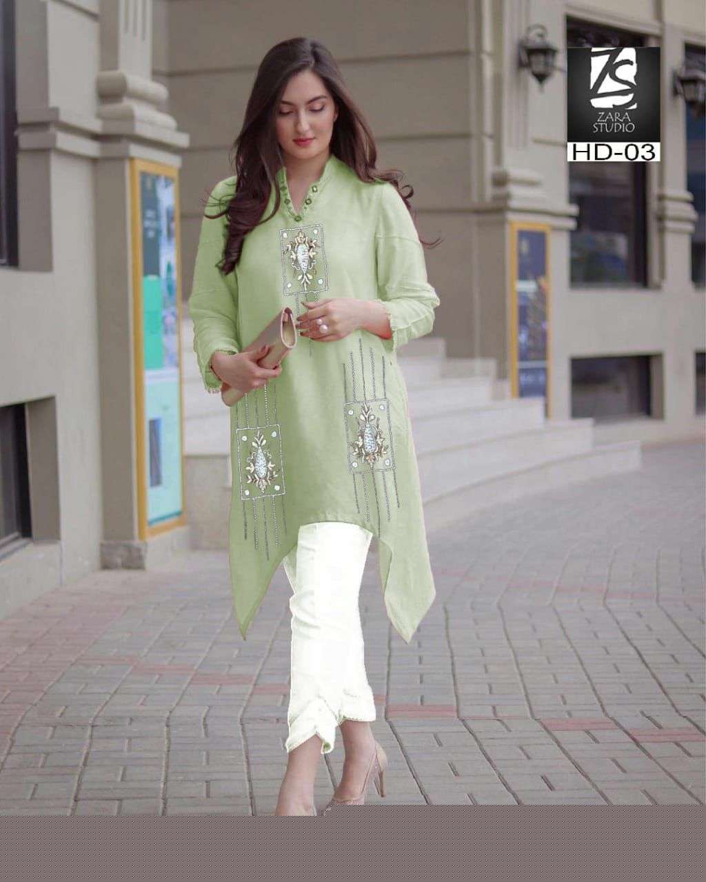 HD-03 COLOURS BY ZS 03-A TO 03-C SERIES DESIGNER STYLISH FANCY COLORFUL BEAUTIFUL PARTY WEAR & ETHNIC WEAR COLLECTION FAUX GEORGETTE KURTIS WITH BOTTOM AT WHOLESALE PRICE