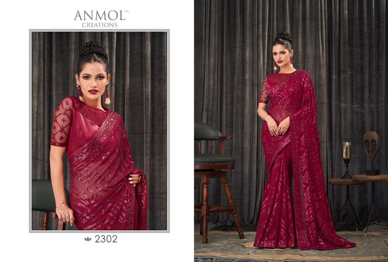 INNARA VOL-3 BY ANMOL CREATION 2301 TO 2314 SERIES INDIAN TRADITIONAL WEAR COLLECTION BEAUTIFUL STYLISH FANCY COLORFUL PARTY WEAR & OCCASIONAL WEAR GEORGETTE SAREES AT WHOLESALE PRICE
