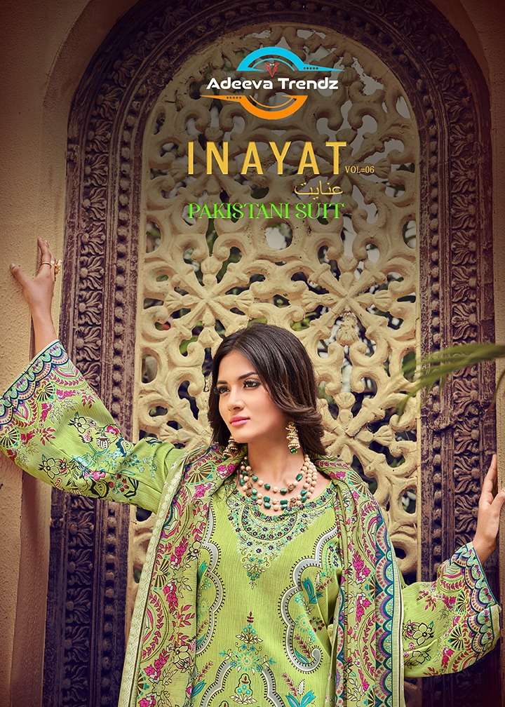 INAYAT VOL-6 BY ADEEVA TRENDZ 6001 TO 6010 SERIES BEAUTIFUL STYLISH SUITS FANCY COLORFUL CASUAL WEAR & ETHNIC WEAR & READY TO WEAR COTTON DIGITAL PRINTED DRESSES AT WHOLESALE PRICE
