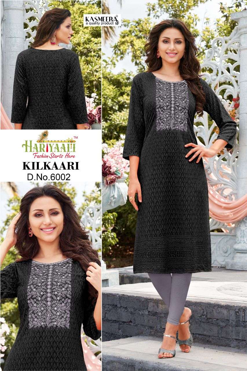 KILKAARI BY HARIYAALI 6001 TO 6009 SERIES DESIGNER STYLISH FANCY COLORFUL BEAUTIFUL PARTY WEAR & ETHNIC WEAR COLLECTION RAYON KURTIS AT WHOLESALE PRICE