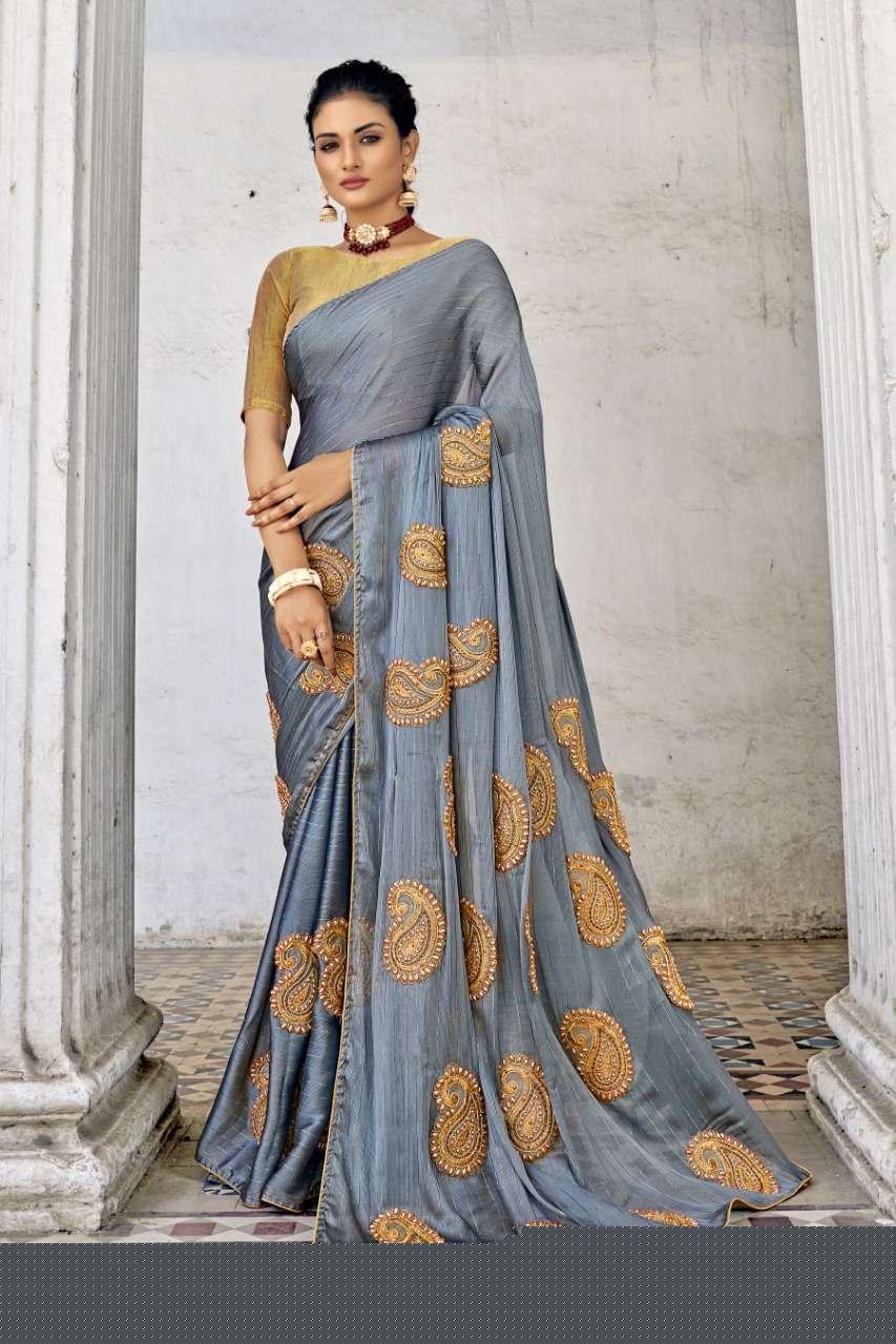 MANGO STONE BY YADU NANDAN FASHION 01 TO 04 SERIES INDIAN TRADITIONAL WEAR COLLECTION BEAUTIFUL STYLISH FANCY COLORFUL PARTY WEAR & OCCASIONAL WEAR SATIN CHIFFON EMBROIDERED SAREES AT WHOLESALE PRICE