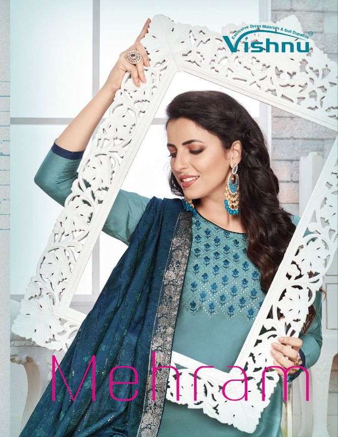 MEHRAM BY VISHNU 52001 TO 52012 SERIES BEAUTIFUL SUITS COLORFUL STYLISH FANCY CASUAL WEAR & ETHNIC WEAR SILK DRESSES AT WHOLESALE PRICE