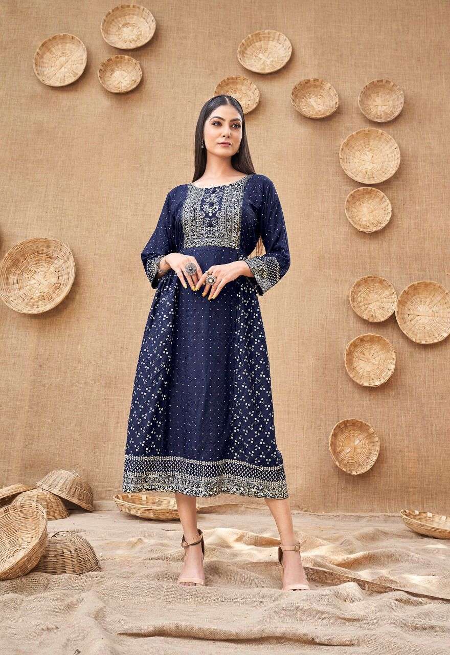 MEHAK BY KANAK NX 01 TO 05 SERIES DESIGNER STYLISH FANCY COLORFUL BEAUTIFUL PARTY WEAR & ETHNIC WEAR COLLECTION RAYON FOIL KURTIS AT WHOLESALE PRICE