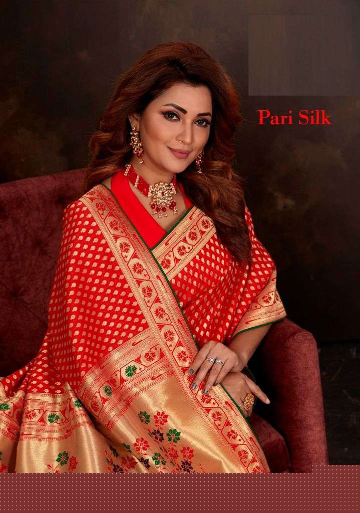 PARI SILK BY PANVI 2601 TO 2607 SERIES INDIAN TRADITIONAL WEAR COLLECTION BEAUTIFUL STYLISH FANCY COLORFUL PARTY WEAR & OCCASIONAL WEAR ART SILK SAREES AT WHOLESALE PRICE