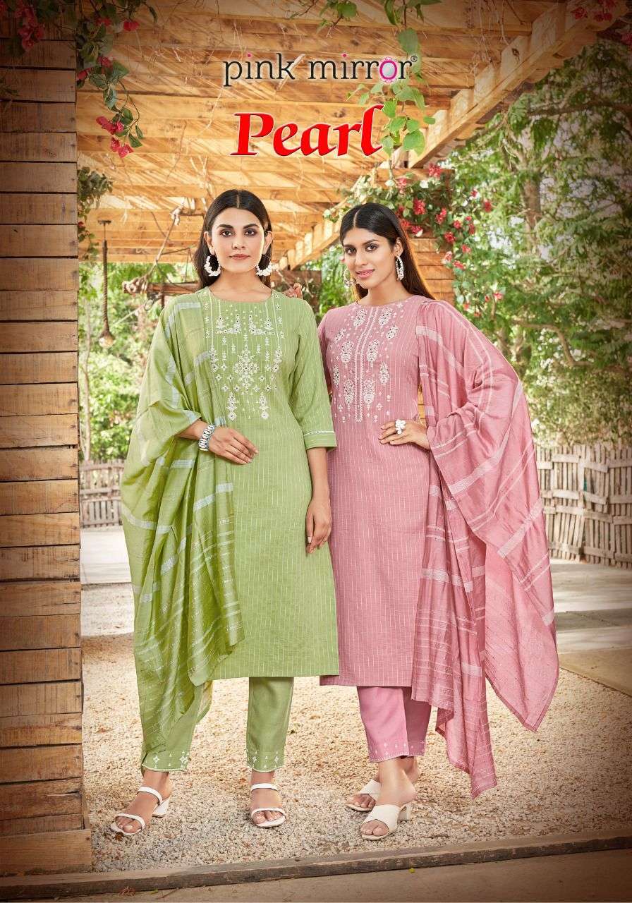 PEARL BY PINK MIRROR 1001 TO 1006 SERIES BEAUTIFUL SUITS COLORFUL STYLISH FANCY CASUAL WEAR & ETHNIC WEAR VISCOSE EMBROIDERED DRESSES AT WHOLESALE PRICE