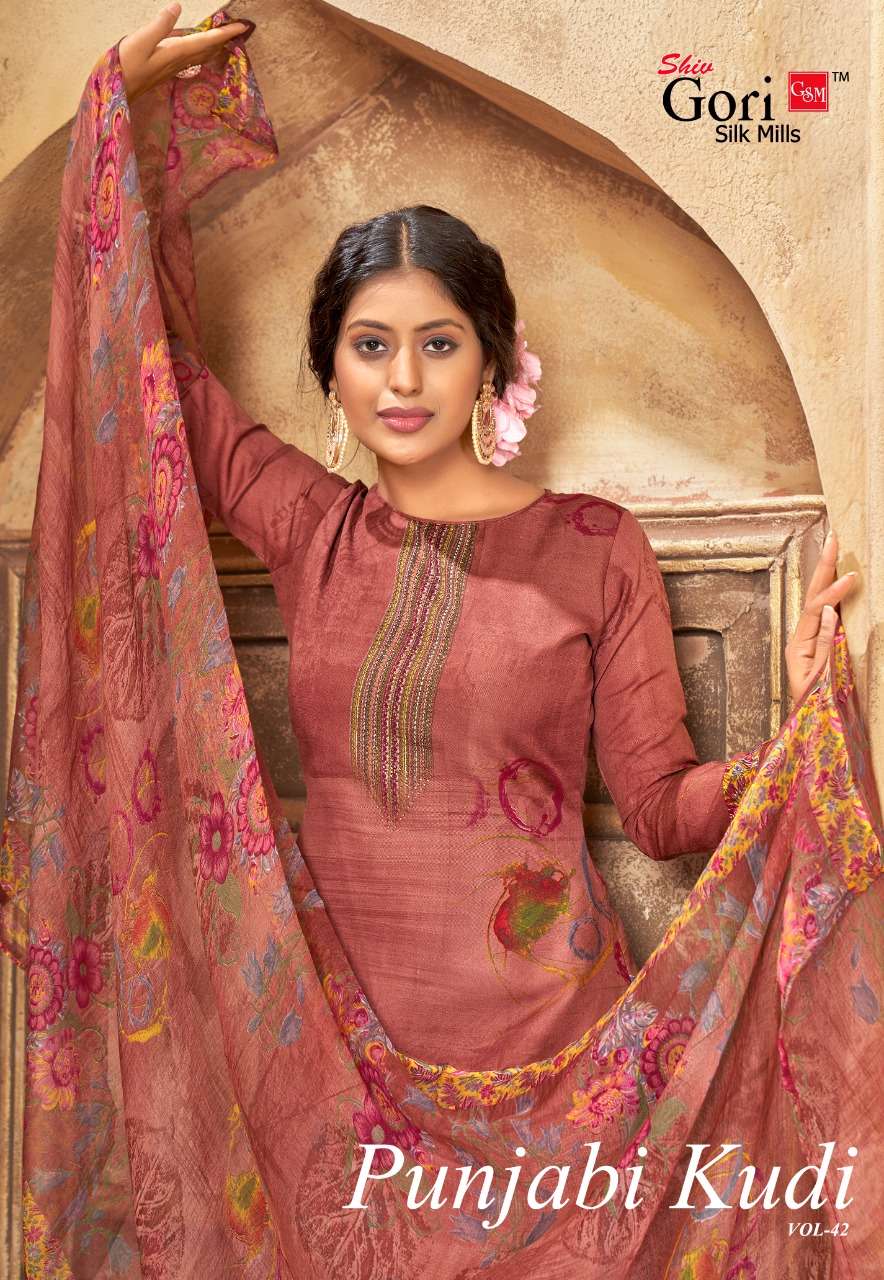 PUNJABI KUDI VOL-42 BY SHIV GORI SILK MILLS 42001 TO 42012 SERIES BEAUTIFUL WINTER COLLECTION SUITS STYLISH FANCY COLORFUL CASUAL WEAR & ETHNIC WEAR COTTON PRINT DRESSES AT WHOLESALE PRICE