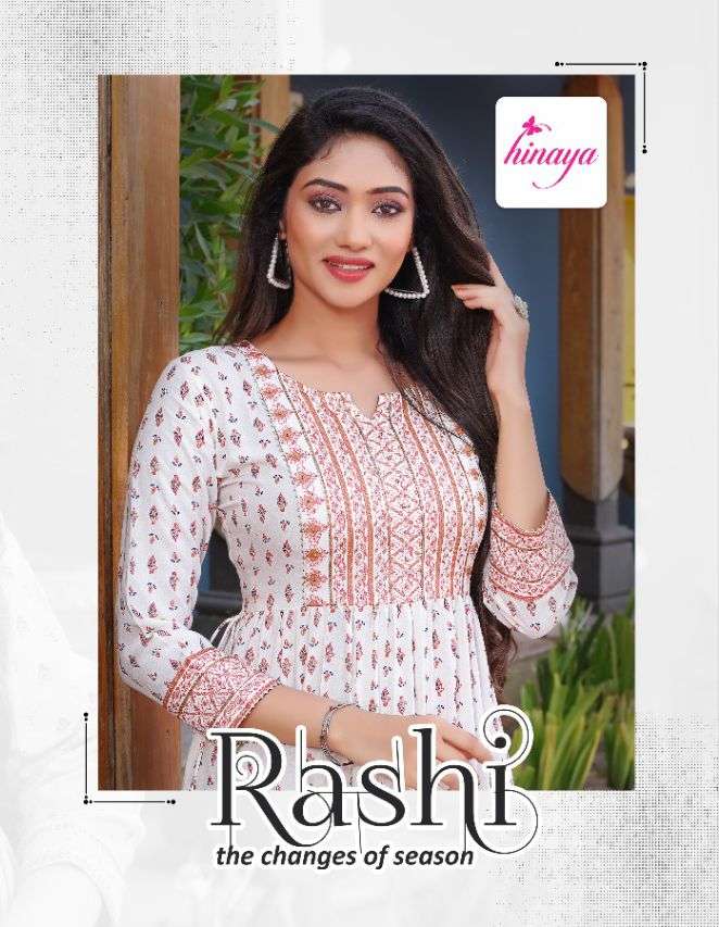 RASHI BY HINAYA 1001 TO 1005 SERIES DESIGNER STYLISH FANCY COLORFUL BEAUTIFUL PARTY WEAR & ETHNIC WEAR COLLECTION PURE RAYON SLUB KURTIS AT WHOLESALE PRICE