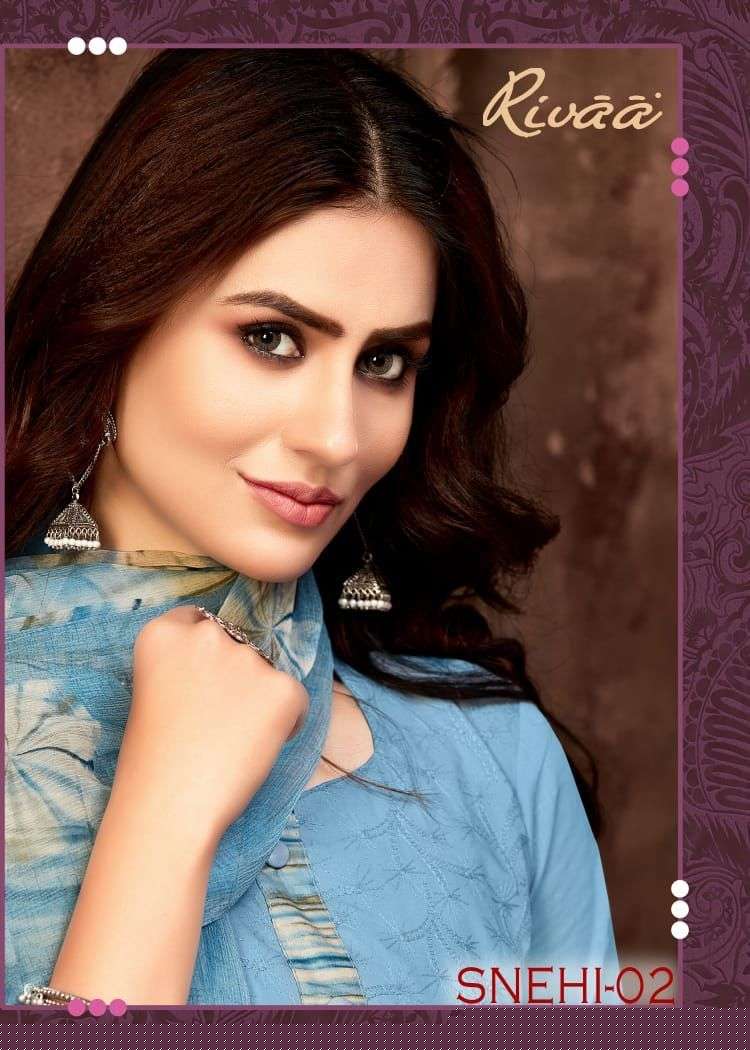 SNEHI VOL-2 BY RIVAA 2236 TO 2243 SERIES BEAUTIFUL SUITS COLORFUL STYLISH FANCY CASUAL WEAR & ETHNIC WEAR COTTON EMBROIDERED DRESSES AT WHOLESALE PRICE