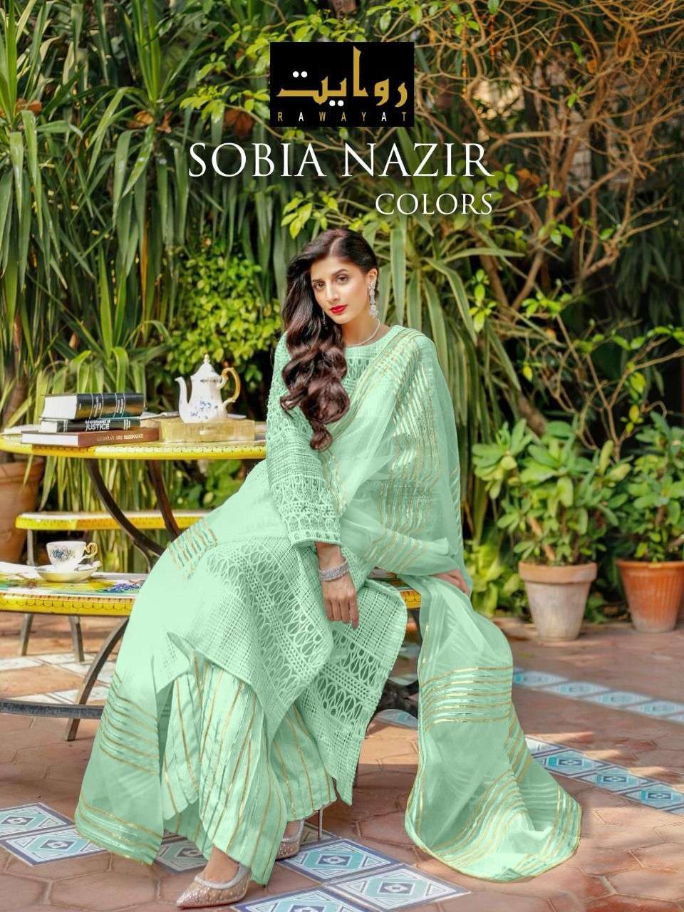 SOBIA NAZIR COLORS BY RAWAYAT 108-A TO 108-D SERIES PAKISTANI SUITS BEAUTIFUL FANCY COLORFUL STYLISH PARTY WEAR & OCCASIONAL WEAR FAUX GEORGETTE DRESSES AT WHOLESALE PRICE