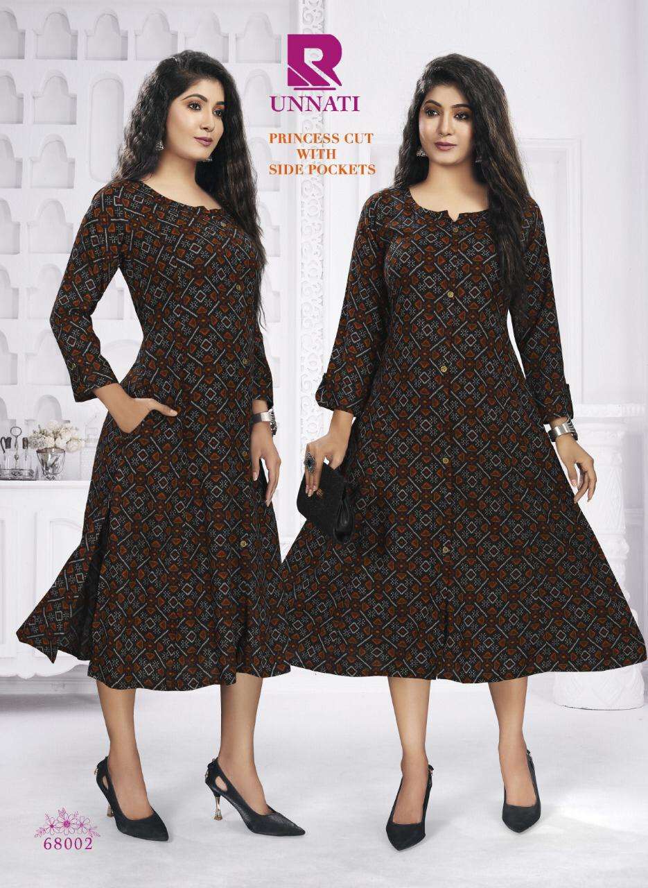 UNNATI BY RAASHI 68001 TO 68008 SERIES DESIGNER STYLISH FANCY COLORFUL BEAUTIFUL PARTY WEAR & ETHNIC WEAR COLLECTION PURE RAYON KURTIS AT WHOLESALE PRICE