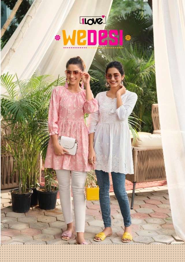 WEDESI BY 1 LOVE 01 TO 06 SERIES DESIGNER STYLISH FANCY COLORFUL BEAUTIFUL PARTY WEAR & ETHNIC WEAR COLLECTION PURE COTTON KURTIS AT WHOLESALE PRICE