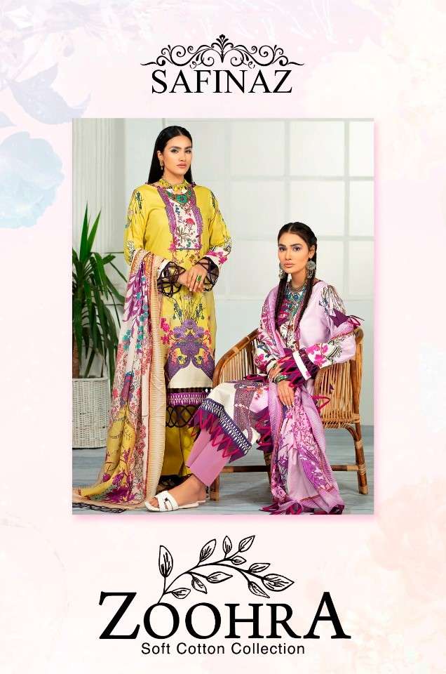 ZOOHRA BY SAFINAZ 01 TO 06 SERIES BEAUTIFUL SUITS COLORFUL STYLISH FANCY CASUAL WEAR & ETHNIC WEAR SOFT COTTON DRESSES AT WHOLESALE PRICE