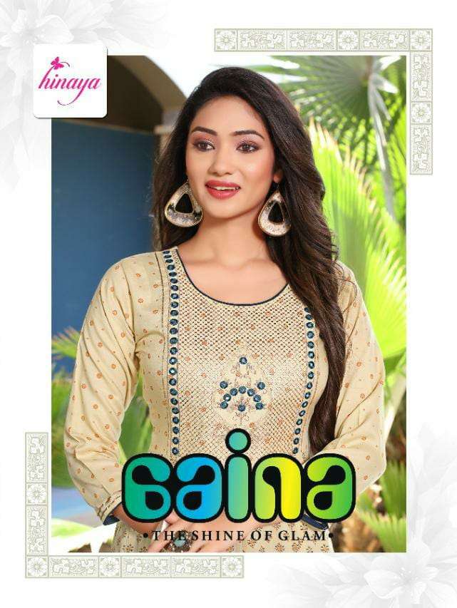 AAINA VOL-3 BY HINAYA 2001 TO 2006 SERIES DESIGNER STYLISH FANCY COLORFUL BEAUTIFUL PARTY WEAR & ETHNIC WEAR COLLECTION RAYON KURTIS AT WHOLESALE PRICE