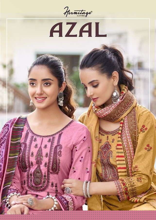 AZAL BY HERMITAGE 1001 TO 1008 SERIES BEAUTIFUL SUITS COLORFUL STYLISH FANCY CASUAL WEAR & ETHNIC WEAR CAMBRIC COTTON EMBROIDERED DRESSES AT WHOLESALE PRICE