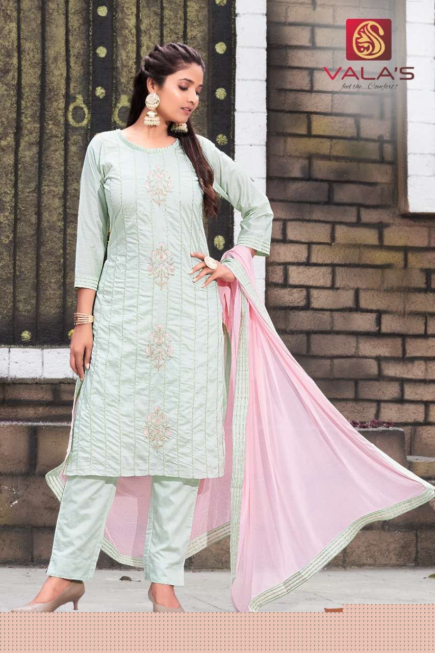 AARYAA VOL-7 BY VALAS 101 TO 106 SERIES BEAUTIFUL SUITS COLORFUL STYLISH FANCY CASUAL WEAR & ETHNIC WEAR CHANDERI DRESSES AT WHOLESALE PRICE