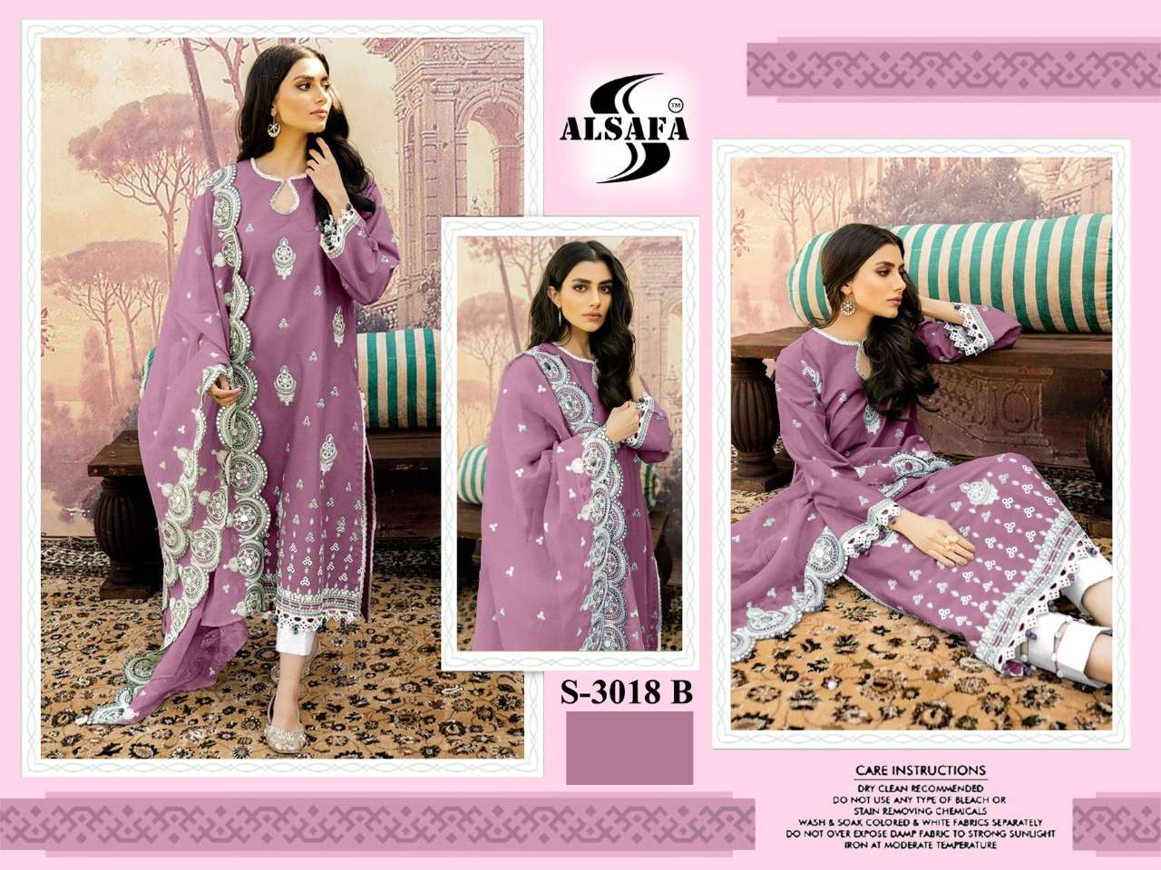 AL SAFA 3018 COLOURS BY AL SAFA 3018-A TO 3018-C SERIES BEAUTIFUL PAKISTANI SUITS COLORFUL STYLISH FANCY CASUAL WEAR & ETHNIC WEAR FAUX GEORGETTE DRESSES AT WHOLESALE PRICE