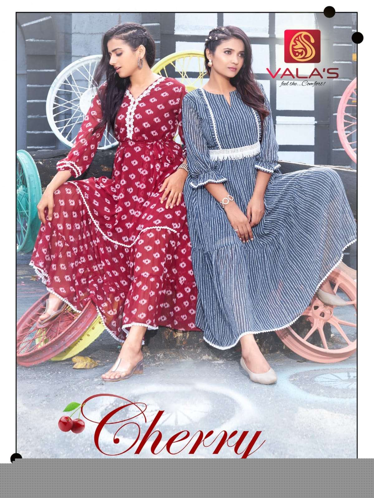 CHERRY VOL-5 BY VALAS 101 TO 106 SERIES BEAUTIFUL STYLISH FANCY COLORFUL CASUAL WEAR & ETHNIC WEAR GEORGETTE PRINT GOWNS AT WHOLESALE PRICE