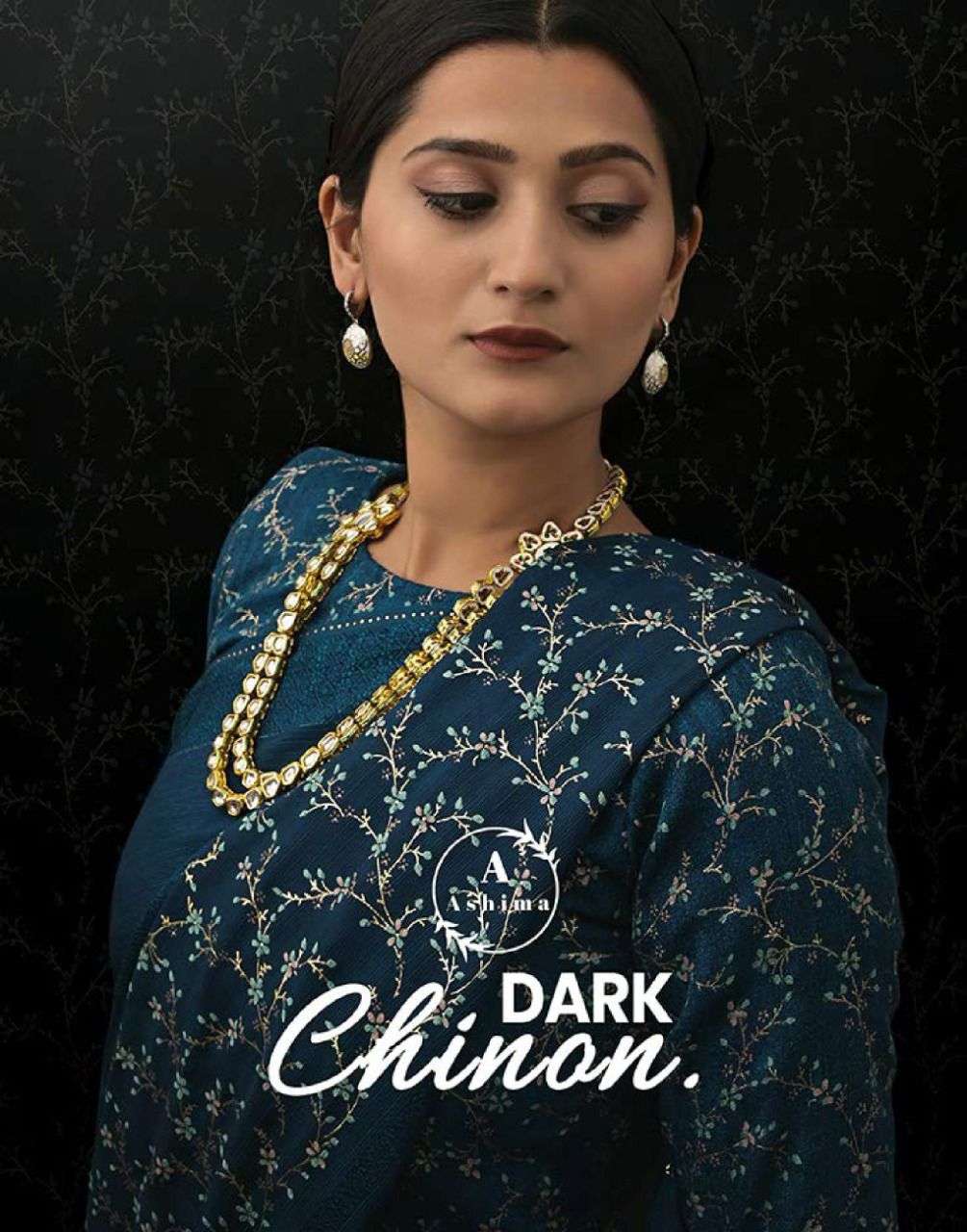 DARK CHINON BY ASHIMA 2801 TO 2808 SERIES INDIAN TRADITIONAL WEAR COLLECTION BEAUTIFUL STYLISH FANCY COLORFUL PARTY WEAR & OCCASIONAL WEAR CHINNON SAREES AT WHOLESALE PRICE