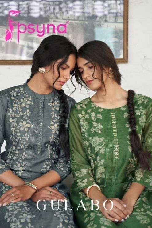 GULABO BY PSYNA 1001 TO 1008 SERIES DESIGNER STYLISH FANCY COLORFUL BEAUTIFUL PARTY WEAR & ETHNIC WEAR COLLECTION CHANDERI SILK KURTIS WITH BOTTOM AT WHOLESALE PRICE