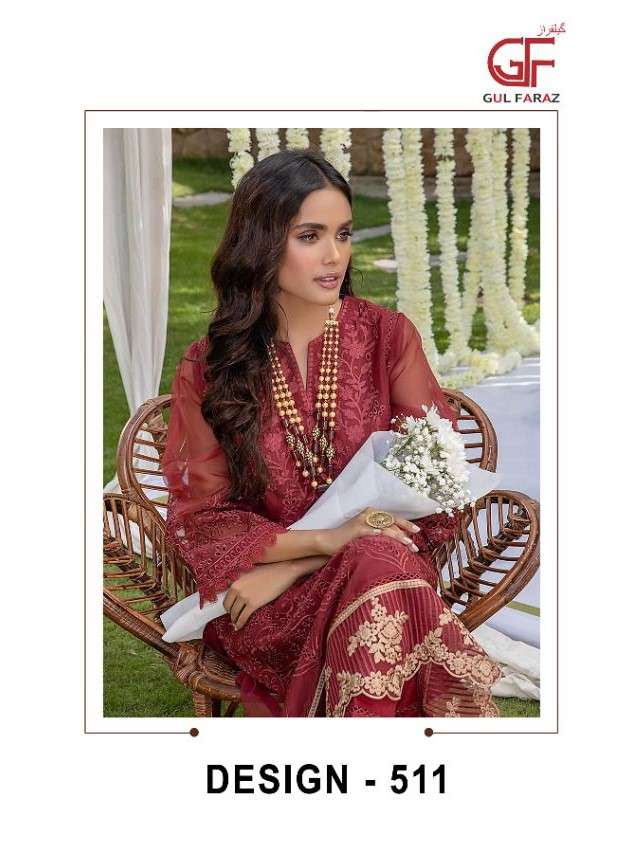 GUL FARAZ 511 COLOURS BY GUL FARAZ 511-A TO 511-D SERIES BEAUTIFUL PAKISTANI SUITS COLORFUL STYLISH FANCY CASUAL WEAR & ETHNIC WEAR FAUX GEORGETTE EMBROIDERED DRESSES AT WHOLESALE PRICE