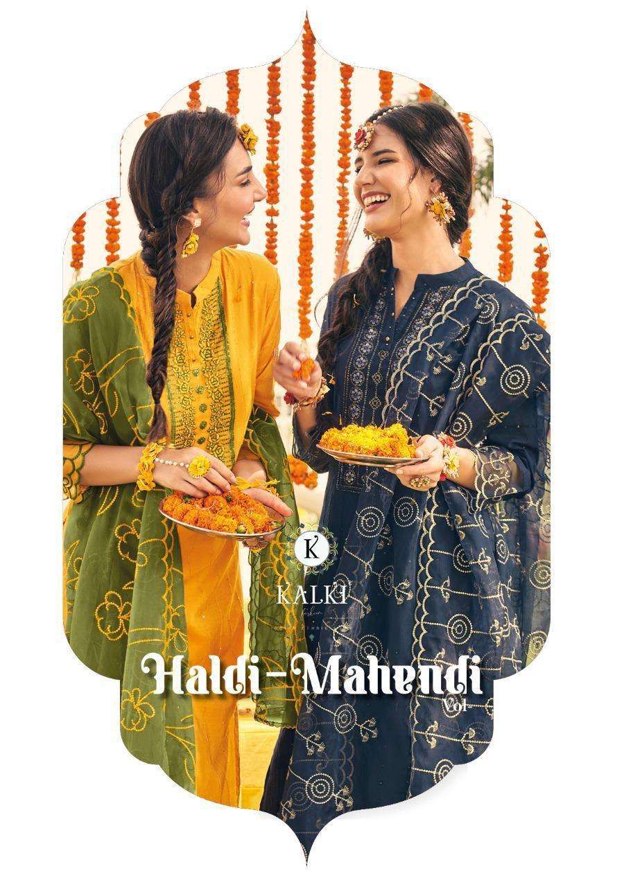 HALDI MAHENDI VOL-4 BY KALKI 27001 TO 27006 SERIES BEAUTIFUL SUITS COLORFUL STYLISH FANCY CASUAL WEAR & ETHNIC WEAR PURE VISCOSE SILK EMBROIDERED DRESSES AT WHOLESALE PRICE