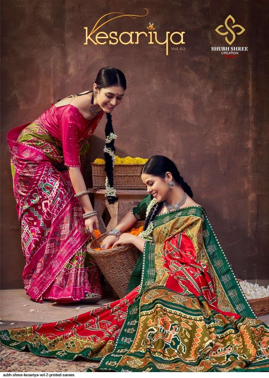 KESARIYA VOL-2 BY SHUBH SHREE 2001 TO 2015 SERIES INDIAN TRADITIONAL WEAR COLLECTION BEAUTIFUL STYLISH FANCY COLORFUL PARTY WEAR & OCCASIONAL WEAR TUSSAR SILK SAREES AT WHOLESALE PRICE
