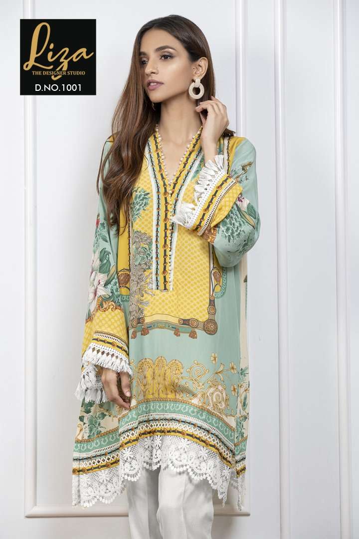 LIZA-1001 BY LIZA DESIGNER STYLISH FANCY COLORFUL BEAUTIFUL PARTY WEAR & ETHNIC WEAR COLLECTION MUSLIN KURTIS WITH BOTTOM AT WHOLESALE PRICE