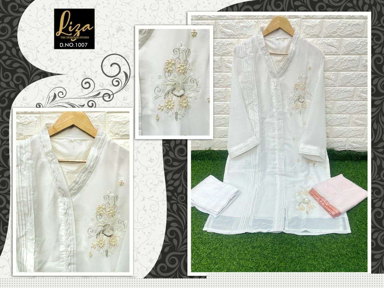 LIZA-1007 COLOURS BY LIZA 1007-A TO 1007-D SERIES DESIGNER STYLISH FANCY COLORFUL BEAUTIFUL PARTY WEAR & ETHNIC WEAR COLLECTION PURE GEORGETTE KURTIS WITH BOTTOM AT WHOLESALE PRICE