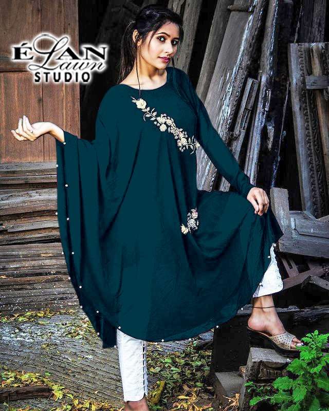 LUXURY HANDWORK COLLECTION BY ELAN LAWN STUDIO 01 TO 08 SERIES DESIGNER STYLISH FANCY COLORFUL BEAUTIFUL PARTY WEAR & ETHNIC WEAR COLLECTION PURE GEORGETTE KURTIS WITH BOTTOM AT WHOLESALE PRICE