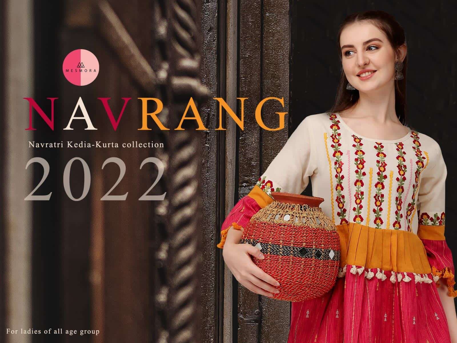 NAVRANG-2022 BY MESMORA 2600 TO 2607 SERIES DESIGNER STYLISH FANCY COLORFUL BEAUTIFUL PARTY WEAR & ETHNIC WEAR COLLECTION COTTON KURTIS WITH BOTTOM AT WHOLESALE PRICE
